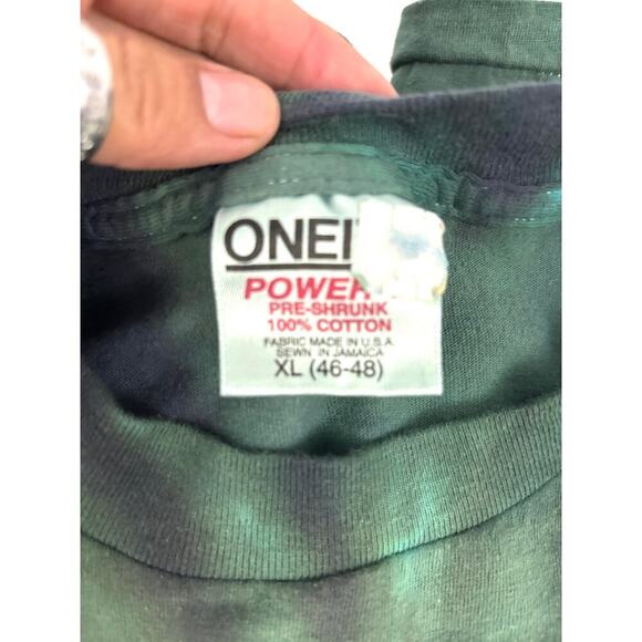 VTG 90s Green Tie-dyed Bald Eagle Flying Over Mountains T-Shirt X-LARGE - Picture 11 of 11